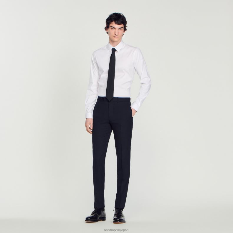 jp Sandro Paris 男性 ウールスーツパンツ ネイビーブルー 20D4B617 衣服
