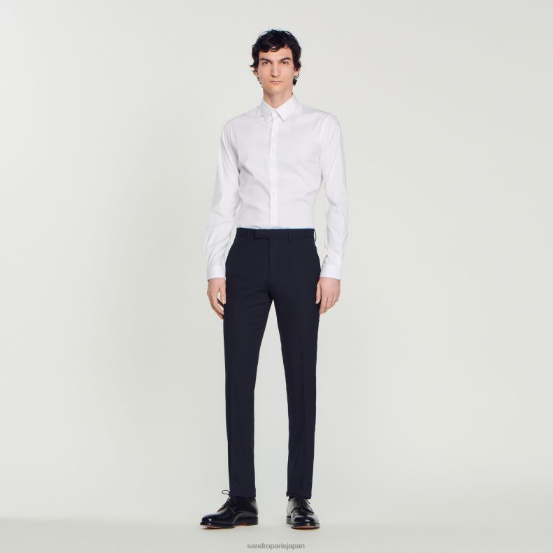 jp Sandro Paris 男性 ウールスーツパンツ ネイビーブルー 20D4B617 衣服