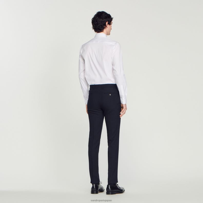 jp Sandro Paris 男性 ウールスーツパンツ ネイビーブルー 20D4B617 衣服