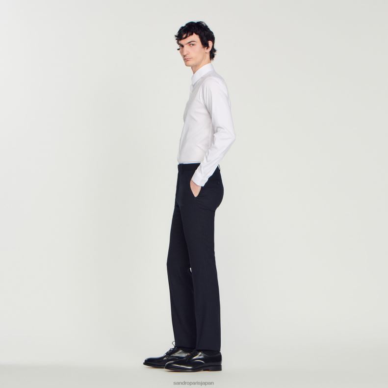 jp Sandro Paris 男性 ウールスーツパンツ ネイビーブルー 20D4B617 衣服
