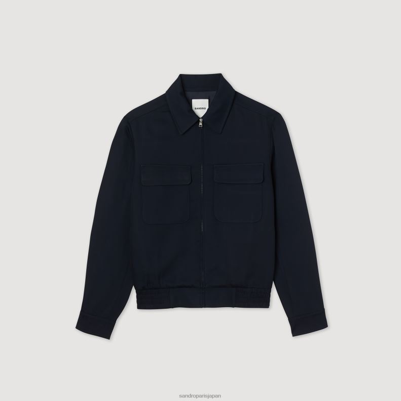 jp Sandro Paris 男性 流れるようなジャケット ネイビーブルー 20D4B619 衣服