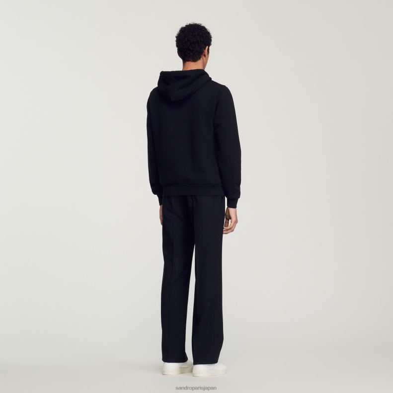 jp Sandro Paris 男性 フリースパーカー 黒 20D4B627 衣服