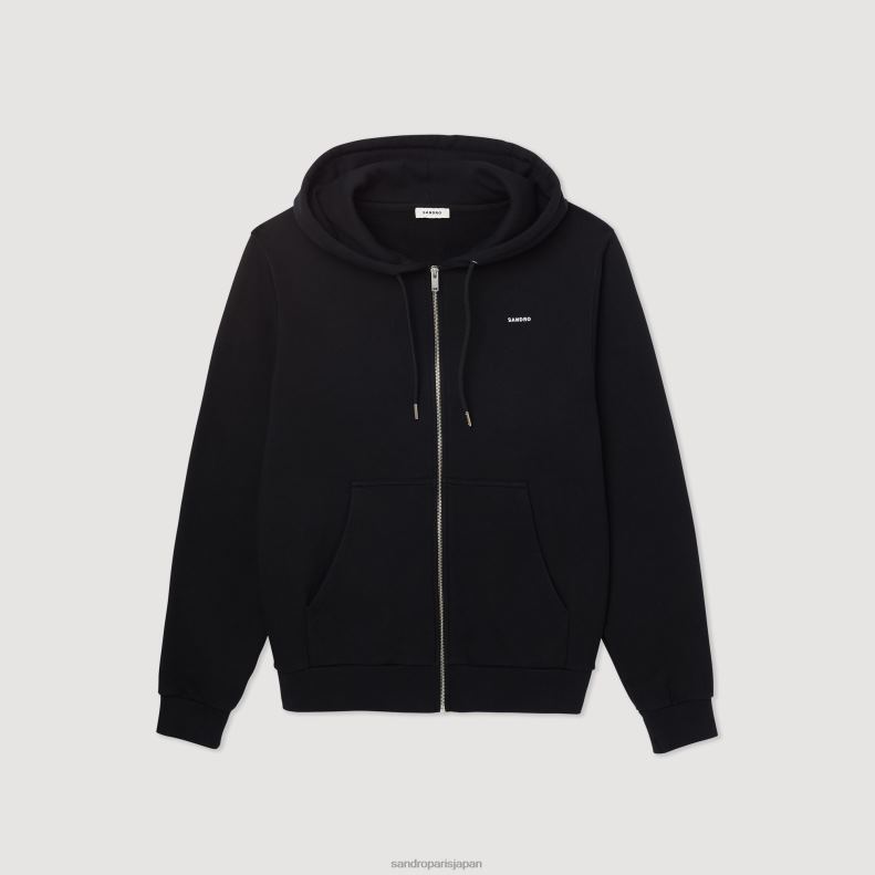 jp Sandro Paris 男性 フリースパーカー 黒 20D4B627 衣服