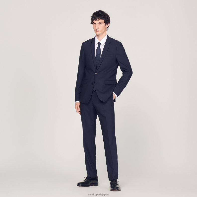jp Sandro Paris 男性 クラシックウールスーツジャケット ネイビーブルー 20D4B632 衣服