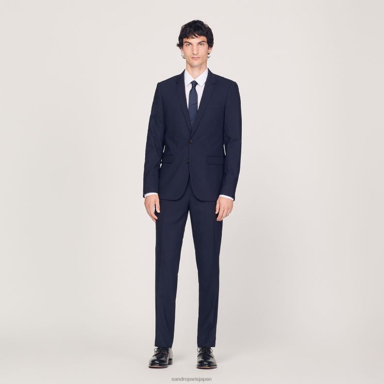jp Sandro Paris 男性 クラシックウールスーツジャケット ネイビーブルー 20D4B632 衣服