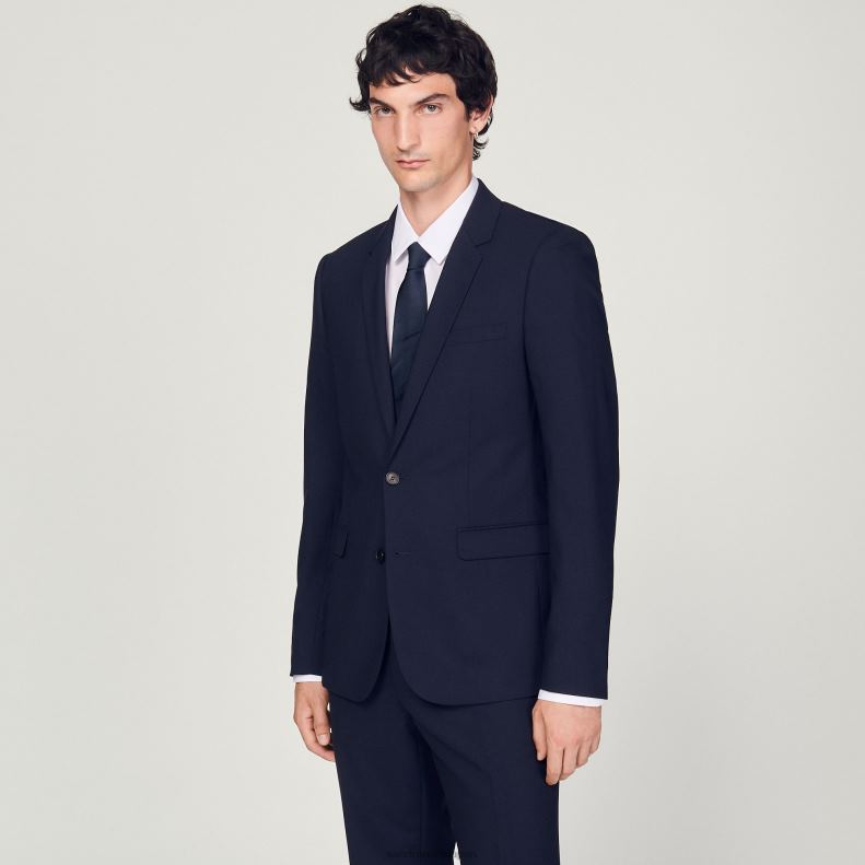 jp Sandro Paris 男性 クラシックウールスーツジャケット ネイビーブルー 20D4B632 衣服