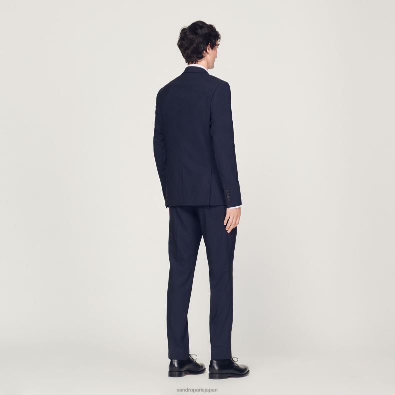 jp Sandro Paris 男性 クラシックウールスーツジャケット ネイビーブルー 20D4B632 衣服