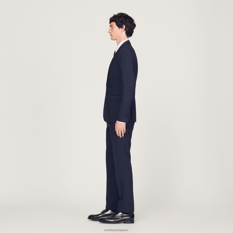 jp Sandro Paris 男性 クラシックウールスーツジャケット ネイビーブルー 20D4B632 衣服
