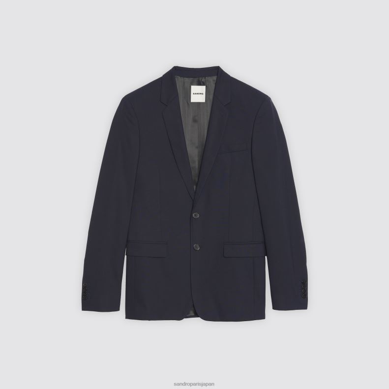 jp Sandro Paris 男性 クラシックウールスーツジャケット ネイビーブルー 20D4B632 衣服