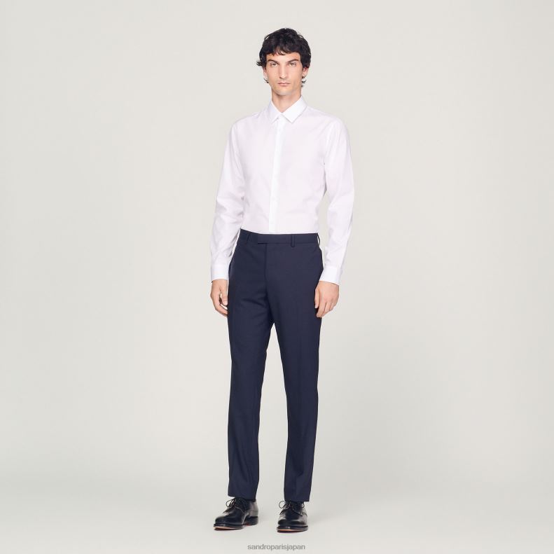 jp Sandro Paris 男性 クラシックなウールのスーツパンツ ネイビーブルー 20D4B633 衣服