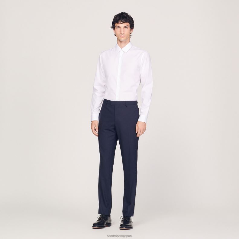 jp Sandro Paris 男性 クラシックなウールのスーツパンツ ネイビーブルー 20D4B633 衣服