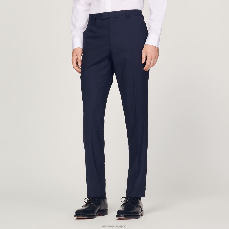 jp Sandro Paris 男性 クラシックなウールのスーツパンツ ネイビーブルー 20D4B633 衣服