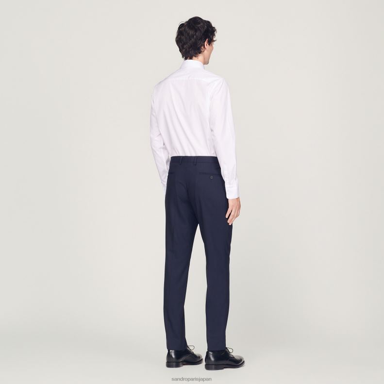 jp Sandro Paris 男性 クラシックなウールのスーツパンツ ネイビーブルー 20D4B633 衣服