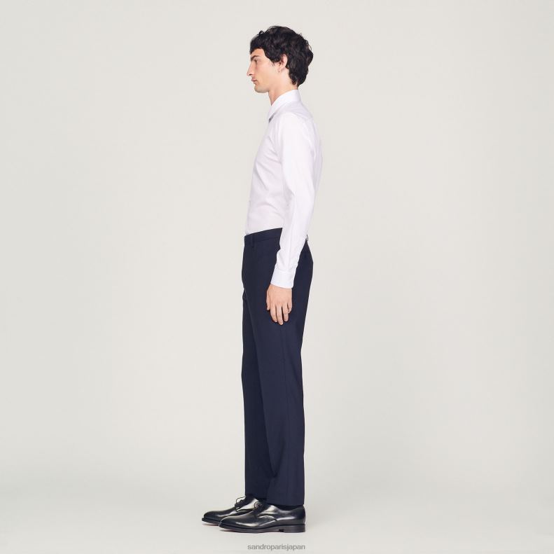 jp Sandro Paris 男性 クラシックなウールのスーツパンツ ネイビーブルー 20D4B633 衣服