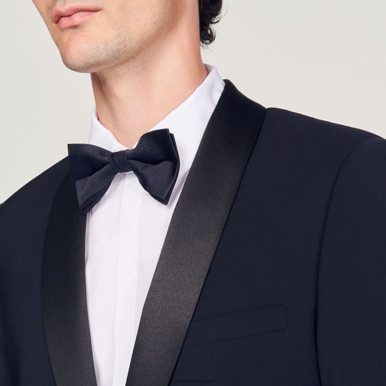 jp Sandro Paris 男性 サテンのタキシードジャケット ネイビーブルー 20D4B638 衣服