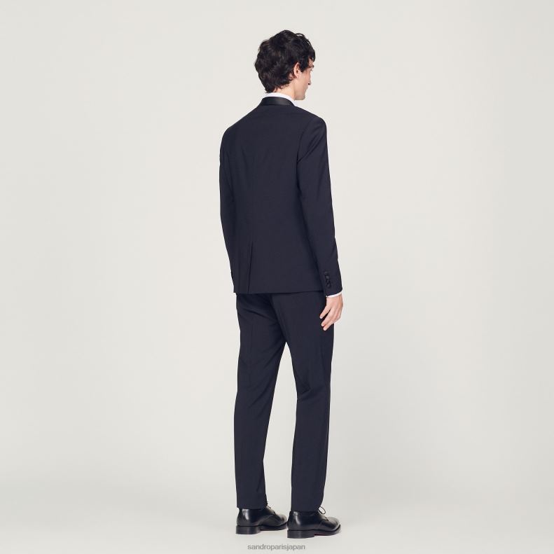 jp Sandro Paris 男性 サテンのタキシードジャケット ネイビーブルー 20D4B638 衣服