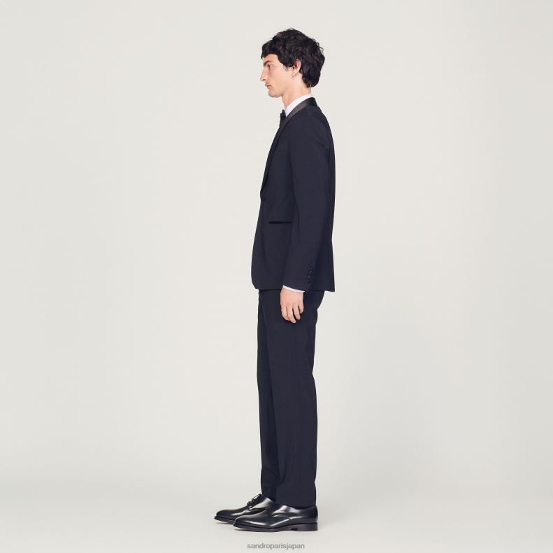 jp Sandro Paris 男性 サテンのタキシードジャケット ネイビーブルー 20D4B638 衣服