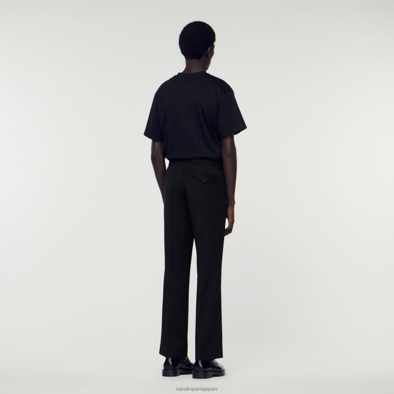 jp Sandro Paris 男性 ウールブレンドパンツ 黒 20D4B640 衣服