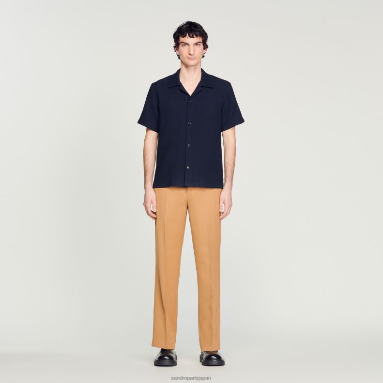 jp Sandro Paris 男性 ハニカムシャツ ネイビーブルー 20D4B641 衣服