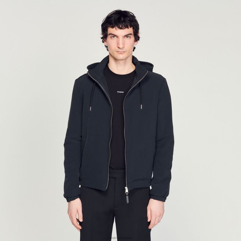 jp Sandro Paris 男性 テクニカルファブリックジャケット ネイビーブルー 20D4B644 衣服