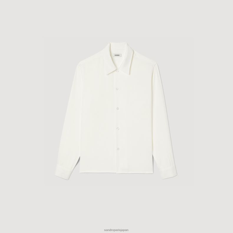 jp Sandro Paris 男性 流れるシャツ 白 20D4B650 衣服