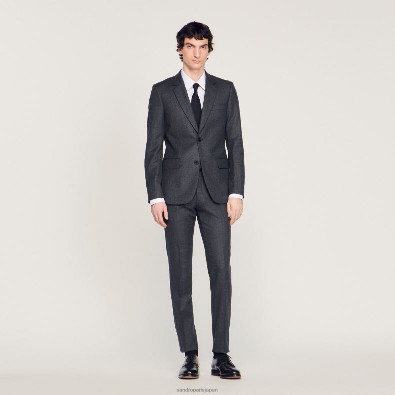 jp Sandro Paris 男性 フランネルスーツジャケット チャコールグレー 20D4B655 衣服