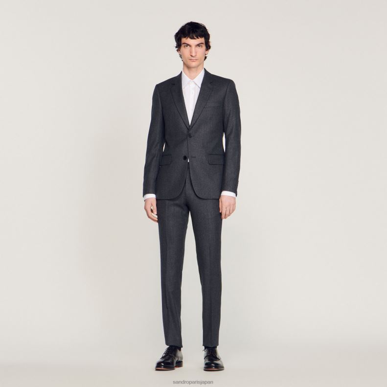 jp Sandro Paris 男性 フランネルスーツジャケット チャコールグレー 20D4B655 衣服