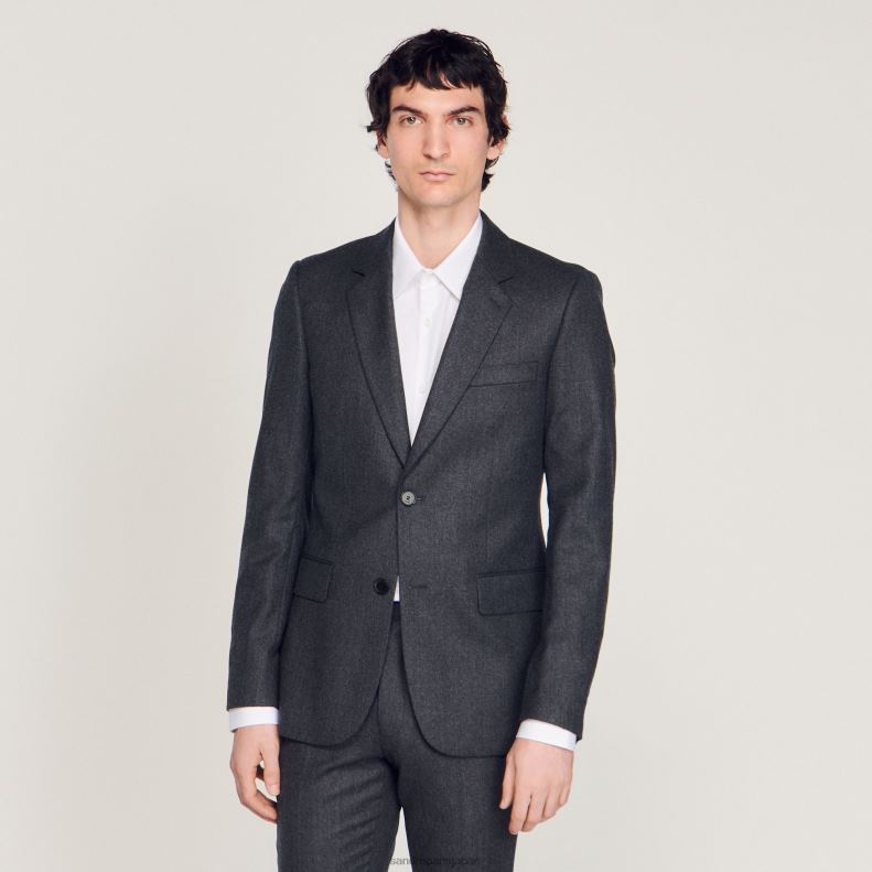 jp Sandro Paris 男性 フランネルスーツジャケット チャコールグレー 20D4B655 衣服
