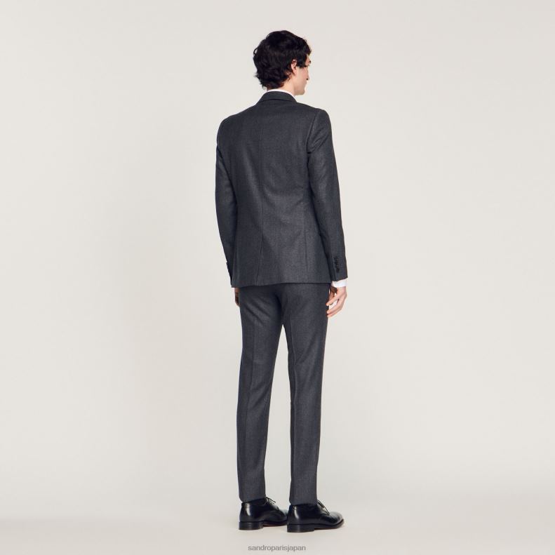 jp Sandro Paris 男性 フランネルスーツジャケット チャコールグレー 20D4B655 衣服