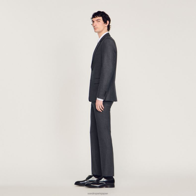 jp Sandro Paris 男性 フランネルスーツジャケット チャコールグレー 20D4B655 衣服
