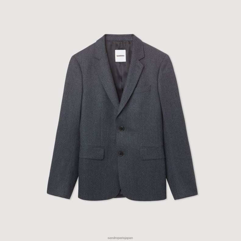 jp Sandro Paris 男性 フランネルスーツジャケット チャコールグレー 20D4B655 衣服