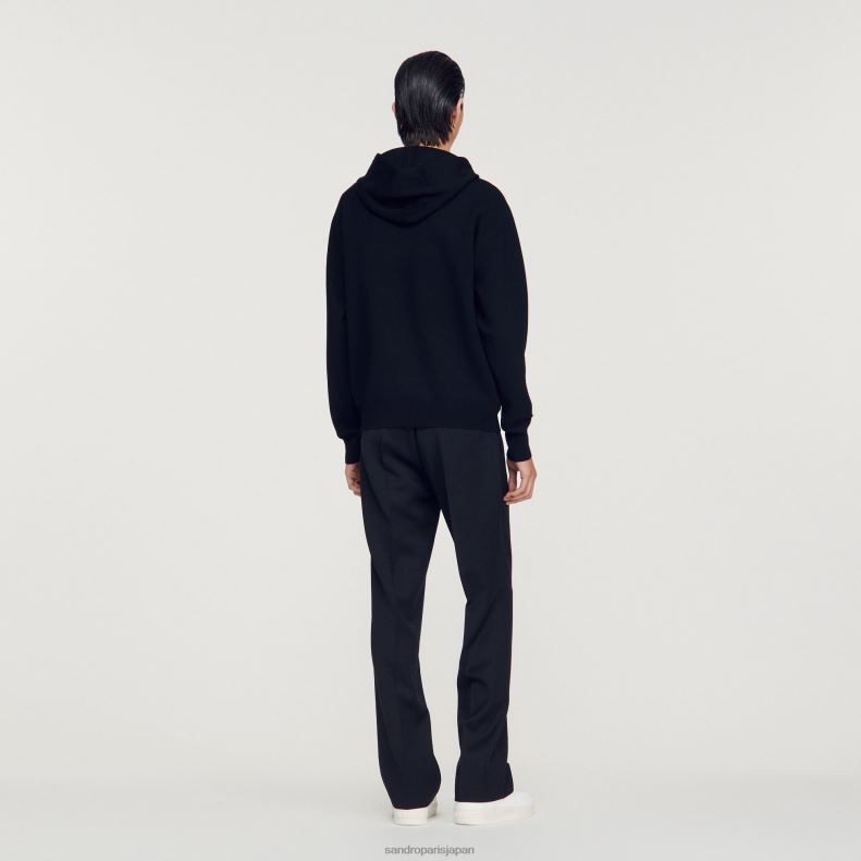 jp Sandro Paris 男性 ニットパーカー 黒 20D4B659 衣服
