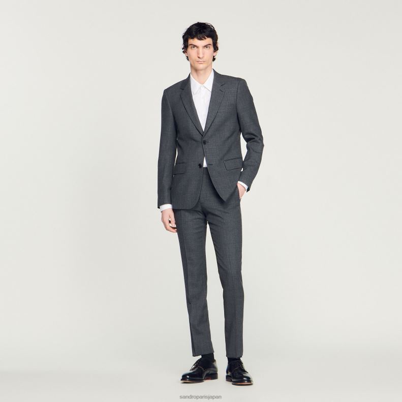 jp Sandro Paris 男性 ウールスーツジャケット 嘲笑された灰色 20D4B665 衣服
