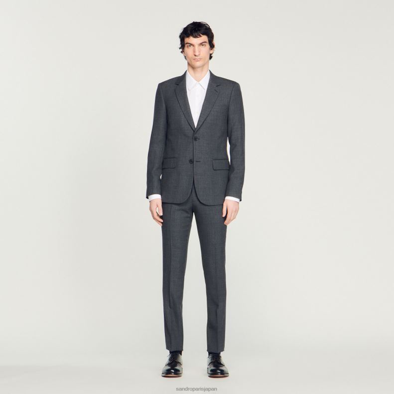 jp Sandro Paris 男性 ウールスーツジャケット 嘲笑された灰色 20D4B665 衣服