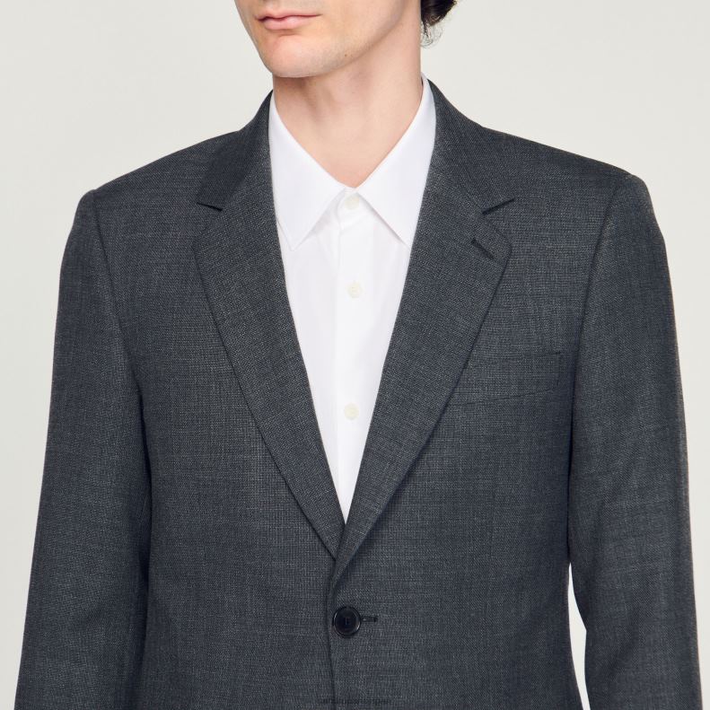jp Sandro Paris 男性 ウールスーツジャケット 嘲笑された灰色 20D4B665 衣服