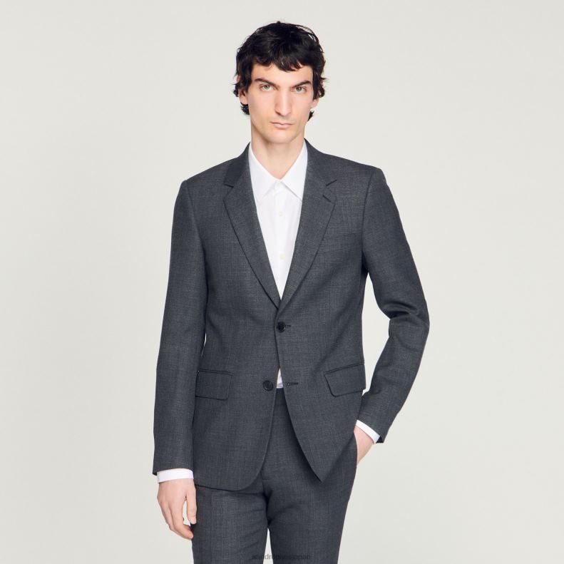 jp Sandro Paris 男性 ウールスーツジャケット 嘲笑された灰色 20D4B665 衣服