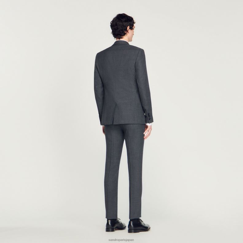 jp Sandro Paris 男性 ウールスーツジャケット 嘲笑された灰色 20D4B665 衣服
