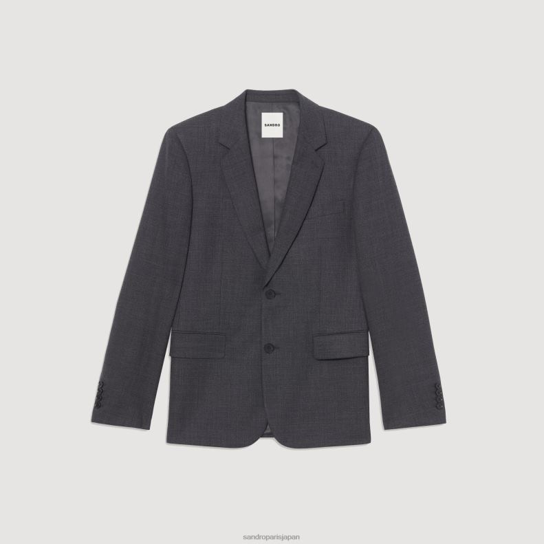 jp Sandro Paris 男性 ウールスーツジャケット 嘲笑された灰色 20D4B665 衣服