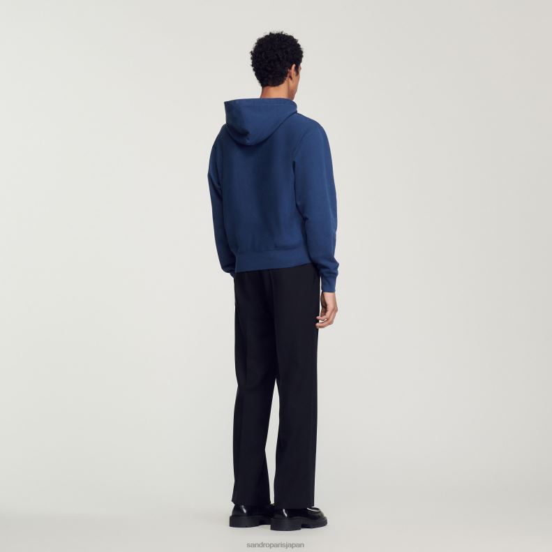 jp Sandro Paris 男性 フリースパーカー 青 20D4B671 衣服