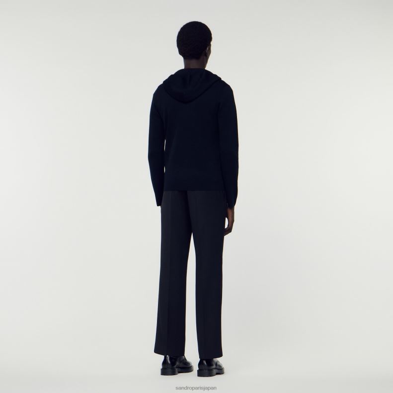 jp Sandro Paris 男性 フード付きジップカーディガン 黒 20D4B672 衣服