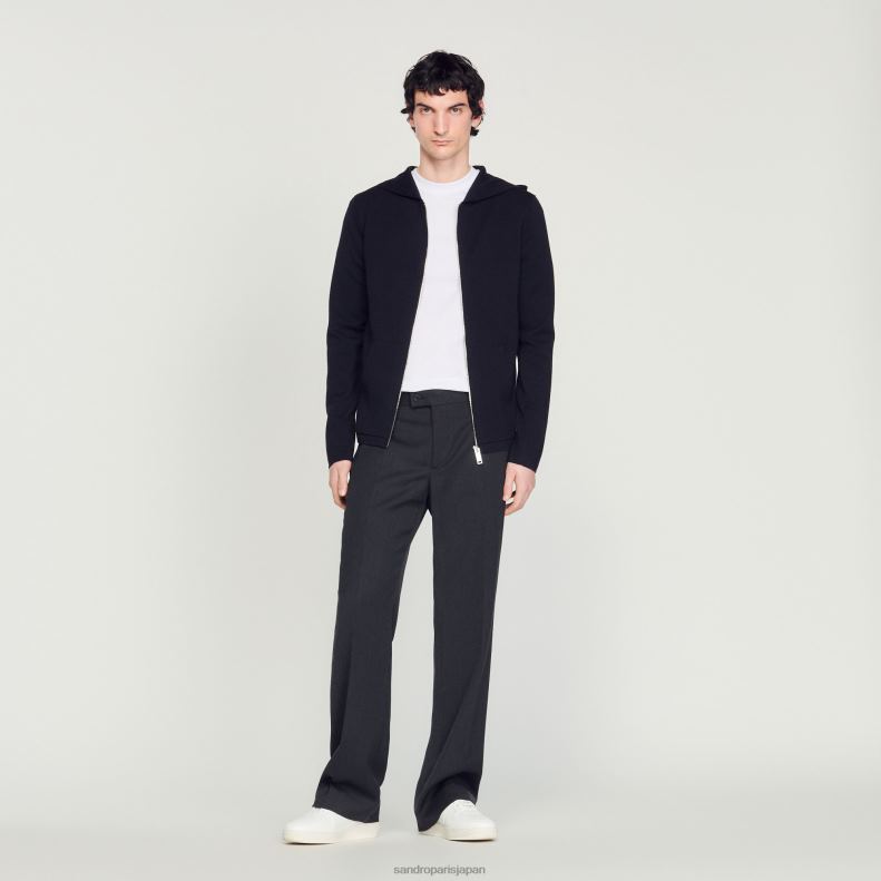 jp Sandro Paris 男性 フード付きジップカーディガン ネイビーブルー 20D4B673 衣服