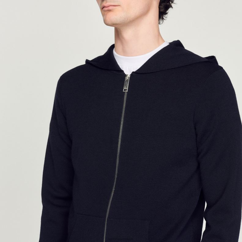 jp Sandro Paris 男性 フード付きジップカーディガン ネイビーブルー 20D4B673 衣服