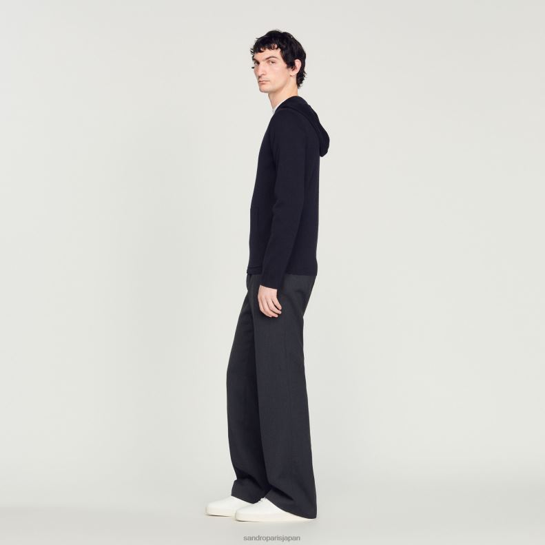 jp Sandro Paris 男性 フード付きジップカーディガン ネイビーブルー 20D4B673 衣服