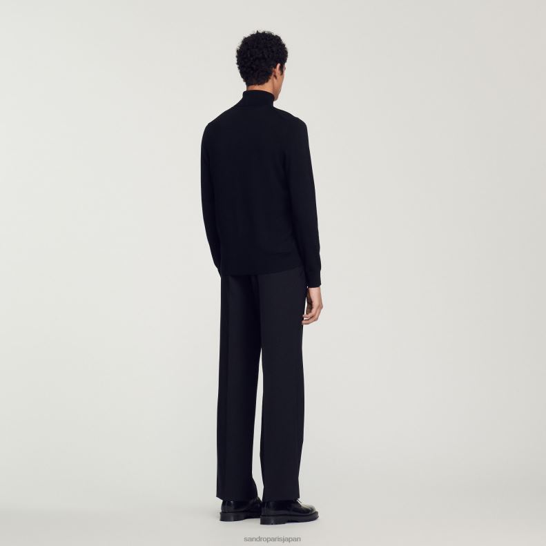 jp Sandro Paris 男性 ロールネックウールセーター 黒 20D4B674 衣服