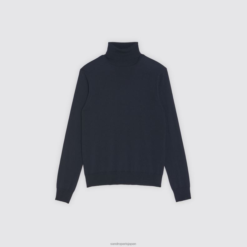jp Sandro Paris 男性 ロールネックウールセーター ネイビーブルー 20D4B675 衣服