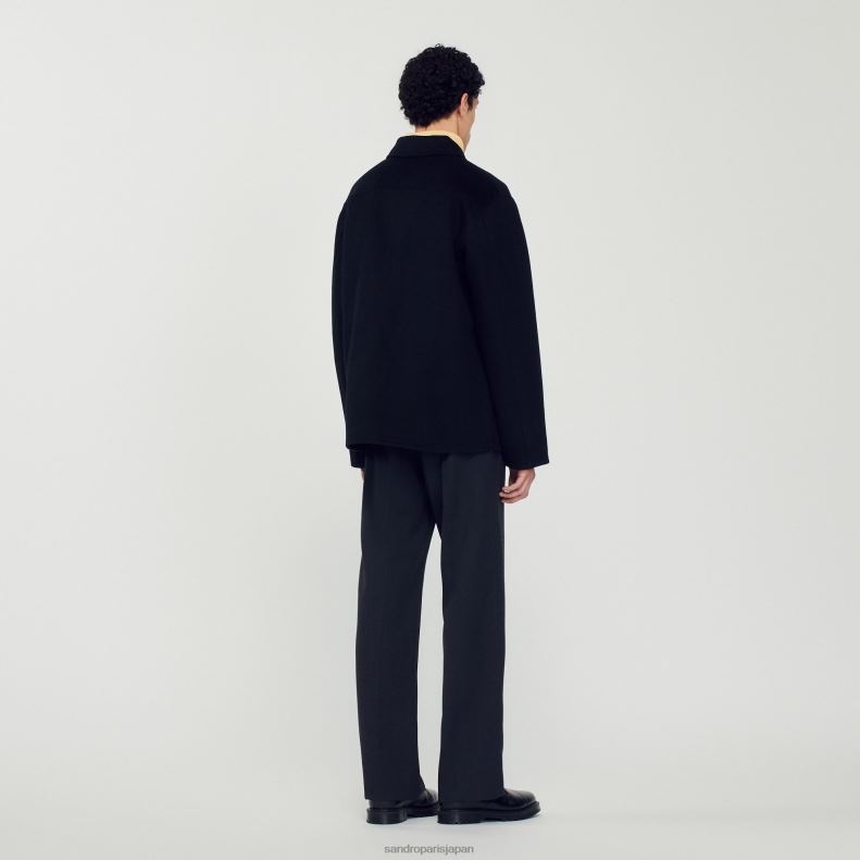 jp Sandro Paris 男性 ウールジャケット 黒 20D4B682 衣服