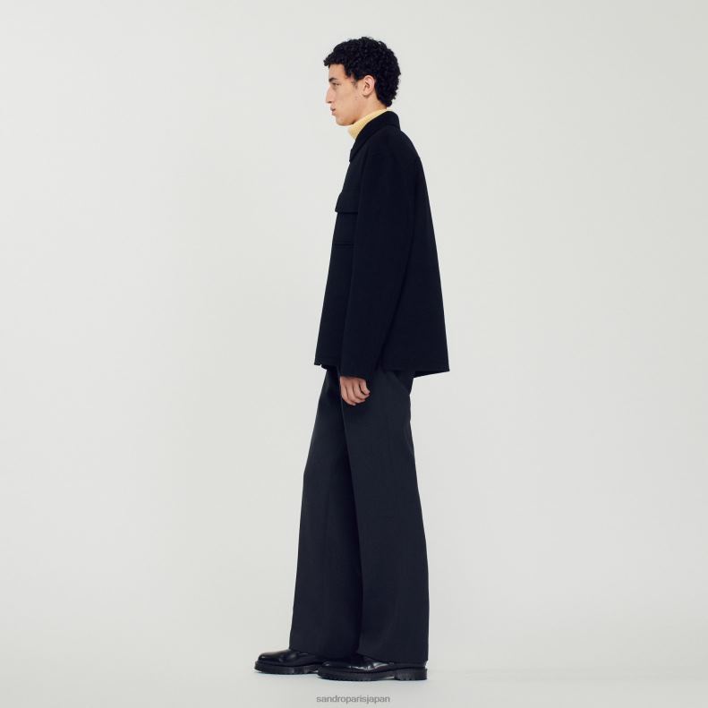 jp Sandro Paris 男性 ウールジャケット 黒 20D4B682 衣服