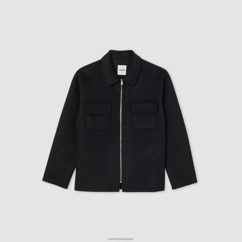 jp Sandro Paris 男性 ウールジャケット 黒 20D4B682 衣服