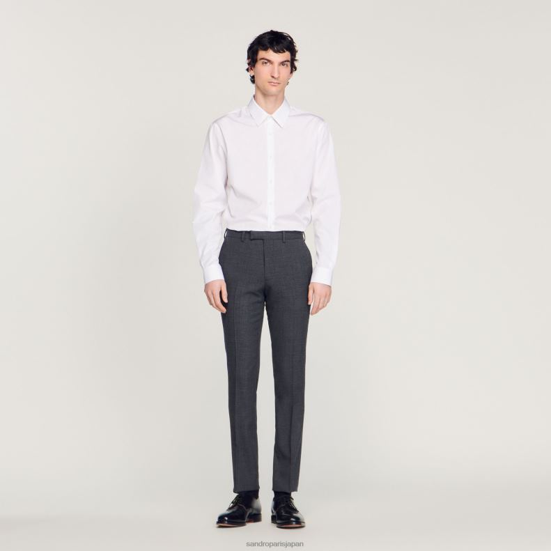 jp Sandro Paris 男性 ウールスーツパンツ 嘲笑された灰色 20D4B684 衣服