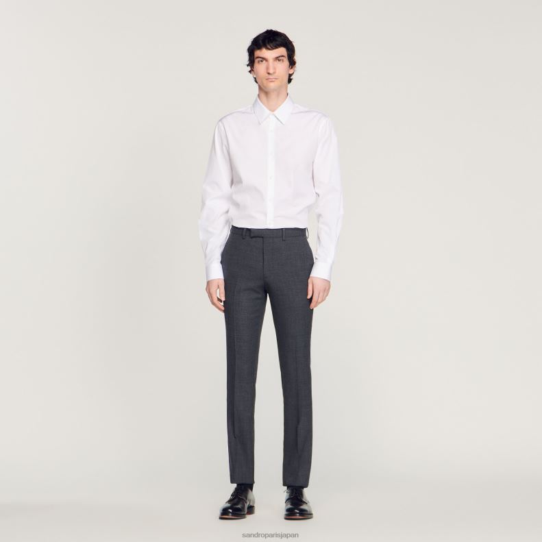 jp Sandro Paris 男性 ウールスーツパンツ 嘲笑された灰色 20D4B684 衣服